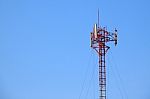 Gsm Antenna In Blue Sky Stock Photo