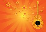 Guitar With Star Music On Background Stock Photo