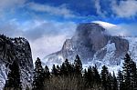 Half Dome And The Snow Stock Photo
