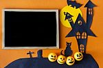Halloween Background With Haunted House Castle Stock Photo