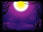 Halloween Night Background Concept With Scary Wood Root Frame Stock Photo