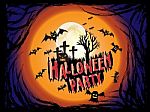 Halloween Party Holiday Concept With Scary Wood Root Frame Stock Photo