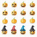 Halloween Pumpkin Icons Stock Photo