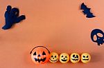 Halloween With Concept And Halloween Jack O Lantern Bucket On Or Stock Photo