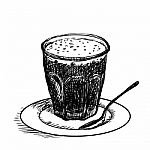 Hand Drawing, Cup Of Coffee - Sketch Illustration Stock Photo