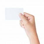 Hand Hold Blank Card Isolated With Clipping Path Inside Stock Photo