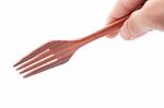 Hand Hold Wooden Fork Stock Photo