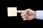Hand Holding Blank Notepaper Stock Photo