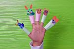 Hand Of Children Playing And Toy Made From Papper Stock Photo