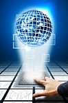 Hand Touch Circuit Board Stock Photo