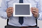 Hands Holding Digital Tablet Stock Photo