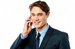 Handsome Businessman Having Phone Call Stock Photo