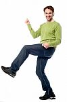 Handsome Casual Guy Dancing Stock Photo