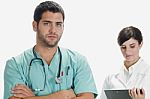 Handsome Doctor And Pretty Nurse Stock Photo