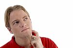 Handsome Male In Thinking Pose Stock Photo