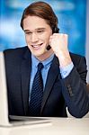 Handsome Young Businessman Communicating Stock Photo