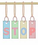 Hanging Stop Tag Stock Photo
