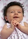 Happy Infant In Crib Stock Photo