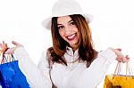 Happy Lady With Shopping Bags Stock Photo