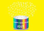 Happy New Year With Round Colorful Bucket Stock Photo
