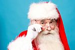 Happy Santa Claus With Eyeglasses Stock Photo