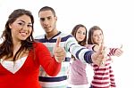 Happy Young Friends With Thumbs Up Stock Photo