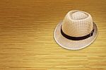 Hat On Wooden Floor Stock Photo