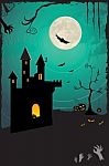 Haunted Halloween Castle Stock Photo