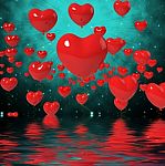 Heart Balloons On Background Displays High In Love Or Passionate Stock Photo