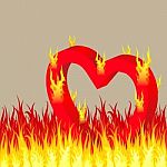 Heart Burning In The Flame Stock Photo