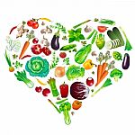 Heart Shape By Various Vegetables Stock Photo