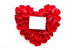 Heart Shape With Red Rose Petals Stock Photo