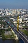 High Angle View Of Rama 9 Bridge Stock Photo