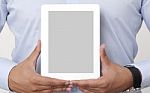 Holding A Digital Tablet Stock Photo