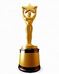 Holding A Gold Star Award Stock Photo
