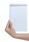 Holding Notebook In Hand Stock Photo