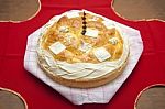 Homemade Decorated Serbian Slava Bread Stock Photo