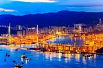 Hong Kong Victoria Harbor Night View Stock Photo