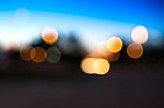 Horizontal Night City Street Light Bokeh Background Stock Photo