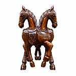 Horse Wood Carved On White Background Stock Photo