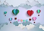 Hot Air Balloon In A Heart Shape Stock Photo