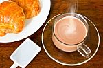 Hot Chocolate And Criossants Stock Photo