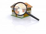 House Magnifying Glass Stock Photo