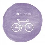 I Love Cycling Text On Violet Watercolor Stock Photo
