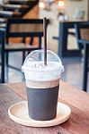 Iced Coffee In Coffee Shop Stock Photo
