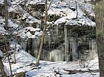 Icicled Cliffs Of Bucks County, PA Stock Photo