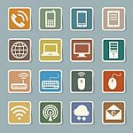 Icon Set Of Mobile Devices , Computer And Network Connections Stock Photo