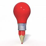 Idea Light Bulb With red Pencil Stock Photo