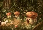 Illustration Digital Painting Mushroom House Stock Photo