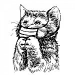 Illustration Of Cat With Mask Hand Drawn Stock Photo
